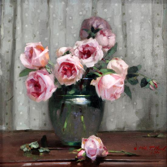 William Thomas Wood (1877-1958) Dorset Roses (Blackdown) 14 x 14in.